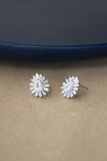 Sparkle Burst Pear Solitaire Sterling Silver Stud Earrings