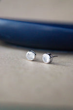 Classic Bezel Solitaire Sterling Silver Stud Earrings