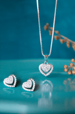 Heart In Heart Sterling Silver Pendant Set