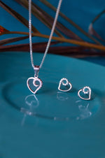 Love With A Twist Heart Sterling Silver Pendant Set