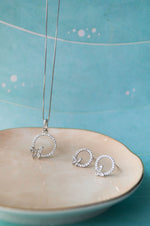 Encircled With Butterfly Sterling Silver Pendant Set