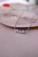 Past Present & Future Solitaire Sterling Silver Pendant Chain Necklace