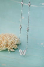 Flying Along Butterfly Sterling Silver Chain Necklace