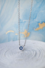 Teensy Divine Evil Eye Rose Gold Plated Sterling Silver Chain Necklace