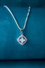 Classic Princess Cut Solitaire Sparkle Sterling Silver Pendant