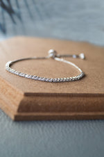 Dainty Tennis Rose Gold Plated Sterling Silver Pull Chain Bracelet