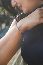 Radiant Sparkle Sterling Silver Pull Chain Bracelet