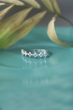 Dainty Flower Garland Sterling Silver Band Ring