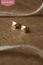 Edgy Pyramid Gold Plated Mini Sterling Silver Stud Earrings