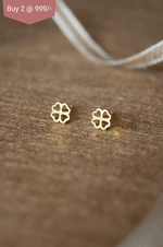 Oh-So-Lucky Clover Gold Plated Sterling Silver Mini Stud Earrings