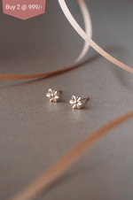 Flower Blossom Rose Gold Plated Mini Sterling Silver Stud Earrings