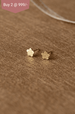 Shimmery Floral Gold Plated Mini Sterling Silver Stud Earrings