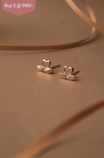 Blooming Heart Rose Gold Plated Mini Sterling Silver Stud Earrings