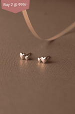 Dual Heart Rose Gold Plated Mini Sterling Silver Stud Earrings