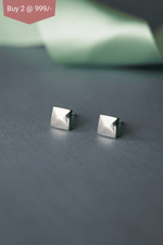 Edgy Pyramid Sterling Silver Mini Stud Earrings