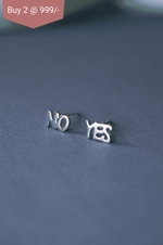 Yes Or No Sterling Silver Mini Stud Earrings